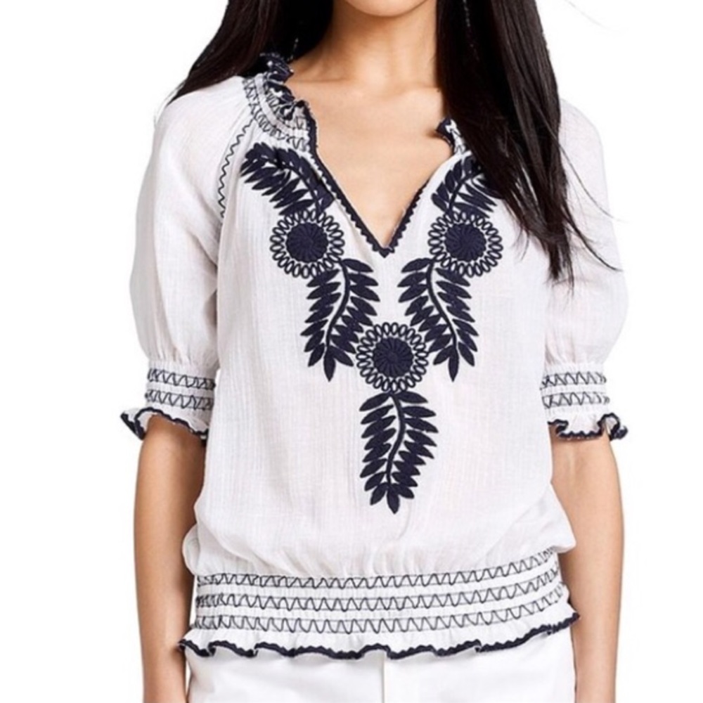 Tory Burch Embroidered Peasant Mari Blouse